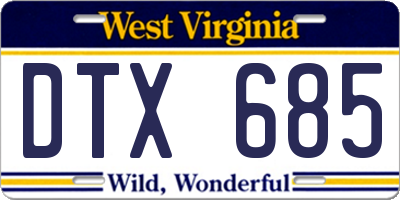 WV license plate DTX685