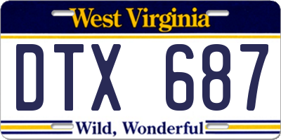 WV license plate DTX687