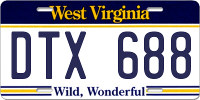 WV license plate DTX688