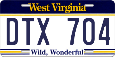 WV license plate DTX704