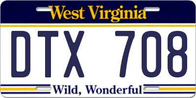 WV license plate DTX708
