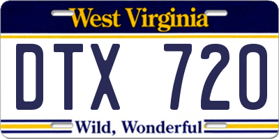 WV license plate DTX720