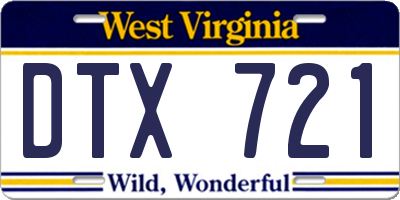 WV license plate DTX721