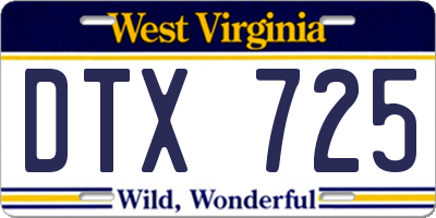 WV license plate DTX725