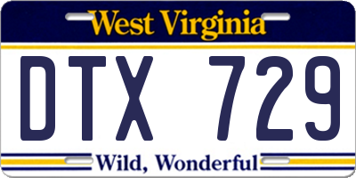 WV license plate DTX729