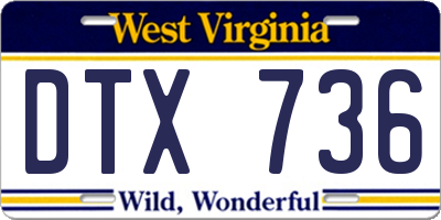 WV license plate DTX736