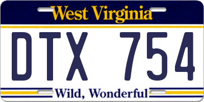 WV license plate DTX754