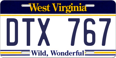 WV license plate DTX767