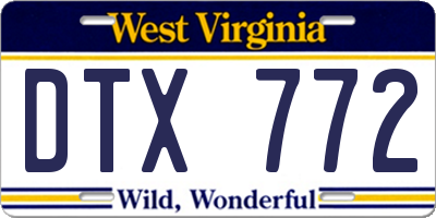 WV license plate DTX772