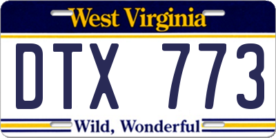 WV license plate DTX773