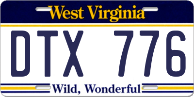 WV license plate DTX776