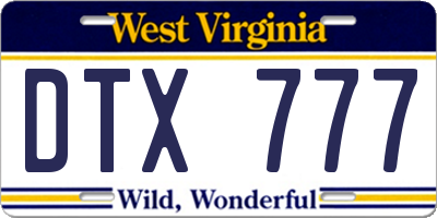 WV license plate DTX777