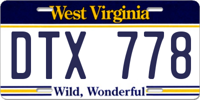 WV license plate DTX778