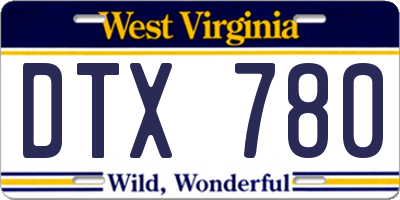 WV license plate DTX780