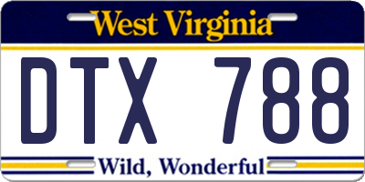 WV license plate DTX788