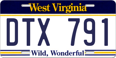 WV license plate DTX791