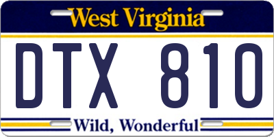 WV license plate DTX810