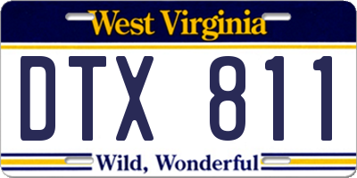 WV license plate DTX811