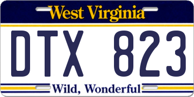 WV license plate DTX823