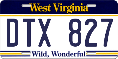 WV license plate DTX827