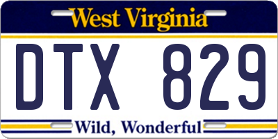 WV license plate DTX829