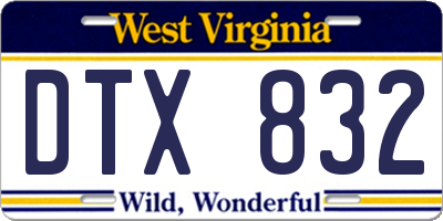 WV license plate DTX832