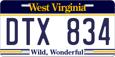 WV license plate DTX834