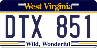 WV license plate DTX851