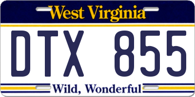 WV license plate DTX855