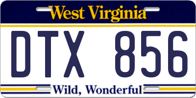 WV license plate DTX856