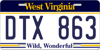 WV license plate DTX863