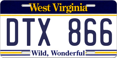 WV license plate DTX866