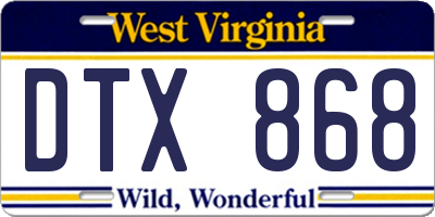 WV license plate DTX868
