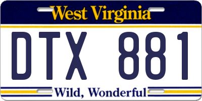WV license plate DTX881