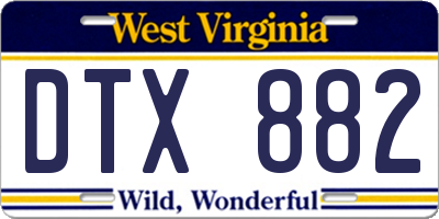 WV license plate DTX882