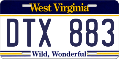 WV license plate DTX883