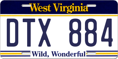 WV license plate DTX884