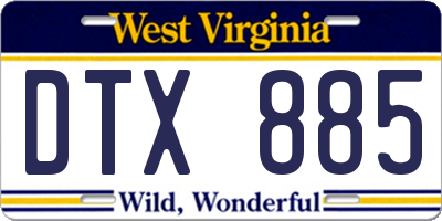 WV license plate DTX885
