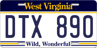 WV license plate DTX890