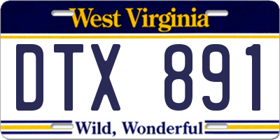 WV license plate DTX891