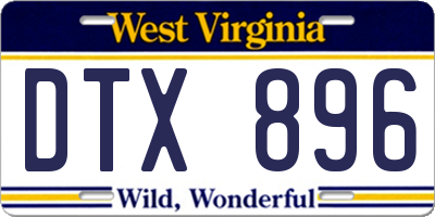 WV license plate DTX896