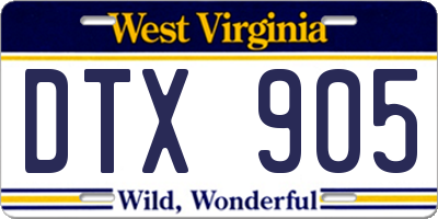 WV license plate DTX905