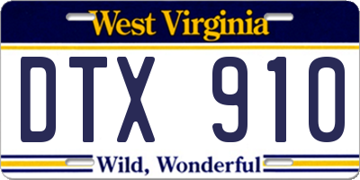 WV license plate DTX910