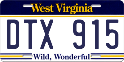 WV license plate DTX915