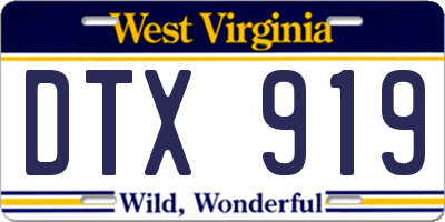 WV license plate DTX919