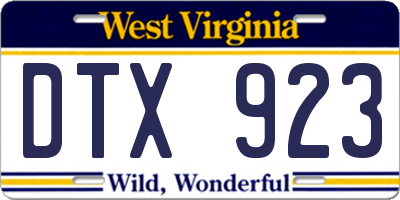 WV license plate DTX923