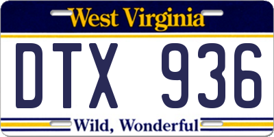 WV license plate DTX936