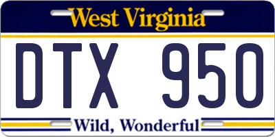WV license plate DTX950