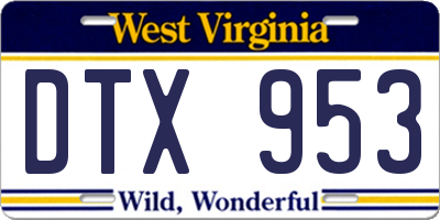 WV license plate DTX953