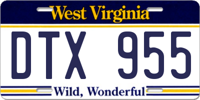 WV license plate DTX955